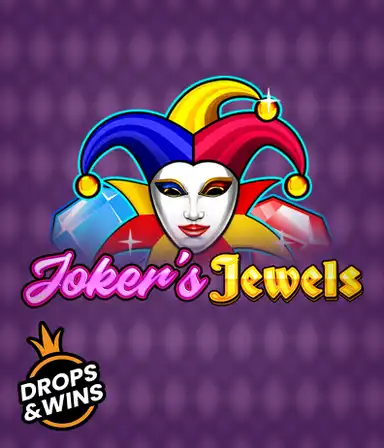 Uma imagem vívida apresentando o slot online clássico Joker's Jewels da Pragmatic Play, mostrando um bobo da corte e uma variedade de joias reluzentes.